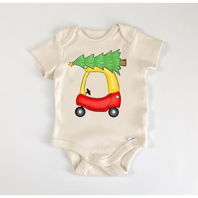 Red Car Christmas Tree Little - Baby Boy Girl Clothes Infant Bodysuit Funny Cute