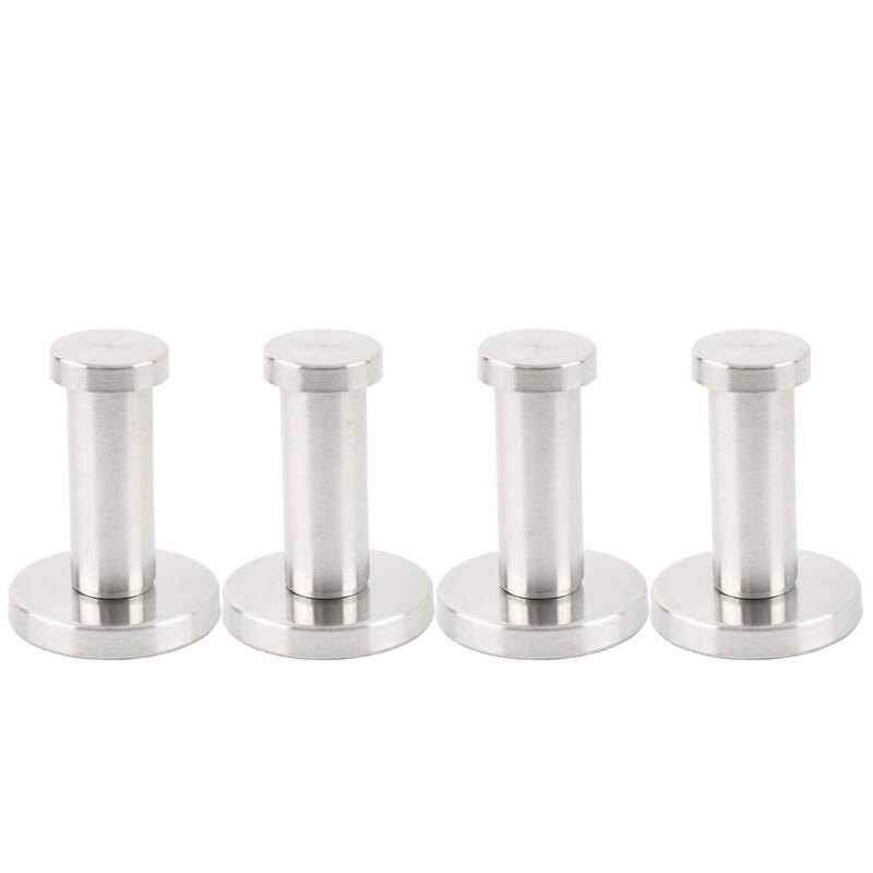 4pcs Stainless Steel Round Wall Mount Shower Robe Towel Hanger Hook - Silver Tone - 1.57" x 2"(Base D*H)
