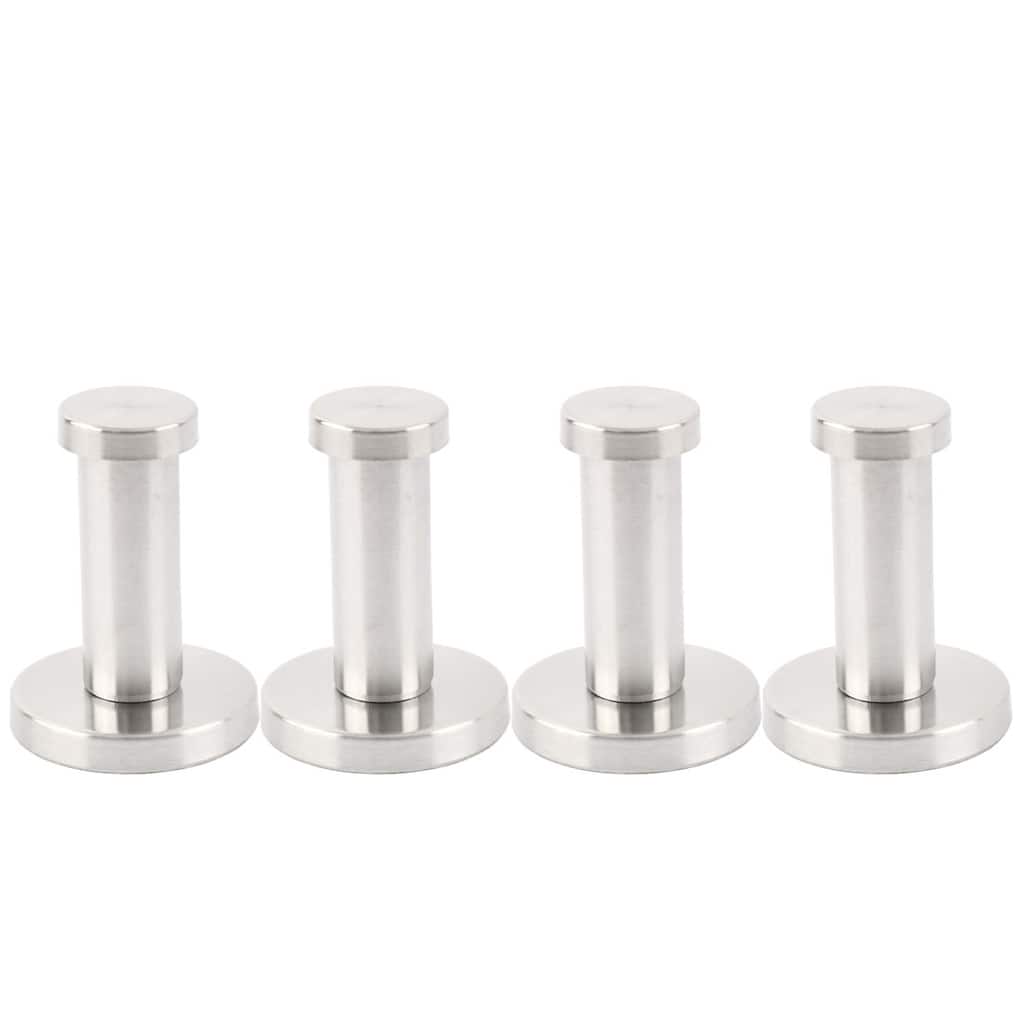 4pcs Stainless Steel Round Wall Mount Shower Robe Towel Hanger Hook - Silver Tone - 1.57" x 2"(Base D*H)