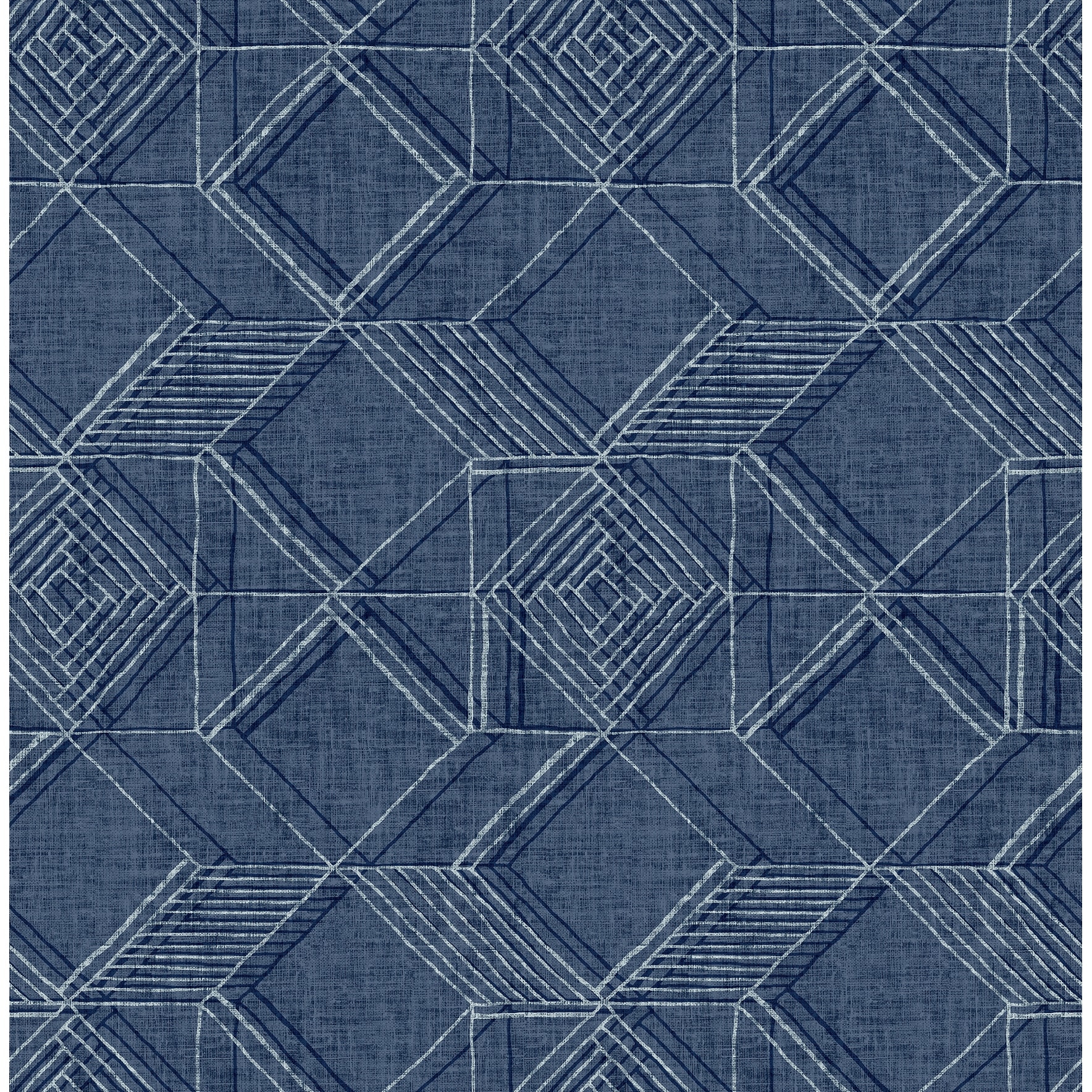 A-Street Prints Moki Blue Lattice Geometric Wallpaper