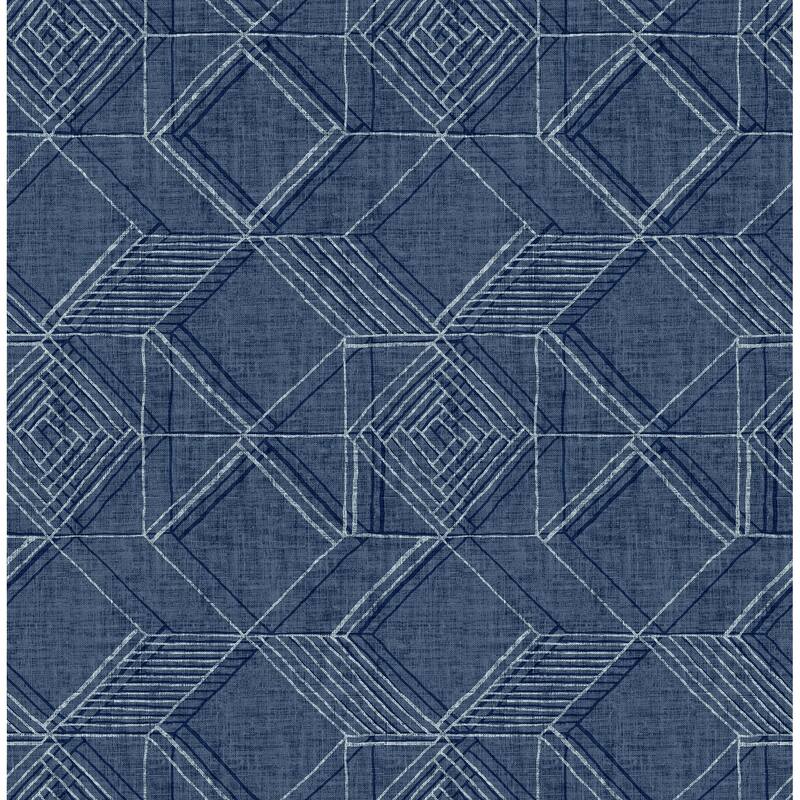 A-Street Prints Moki Blue Lattice Geometric Wallpaper