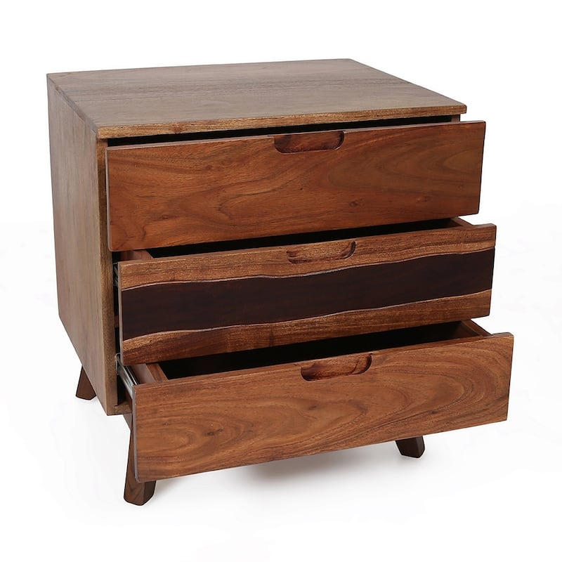 Nightstand - Natural Wood+Brown