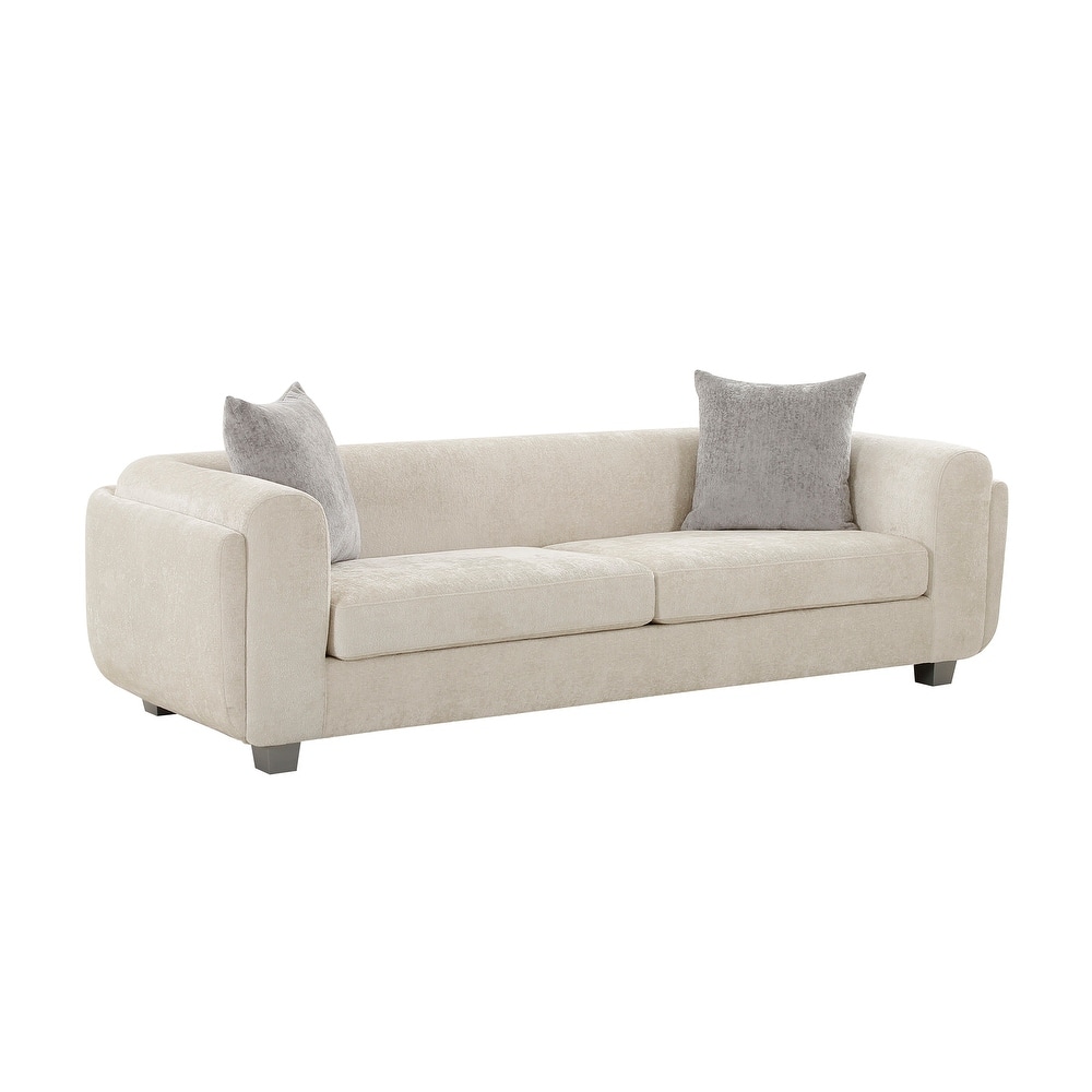 Pasargad Home Bergamo Ivory Sofa with 2 Pillows Included