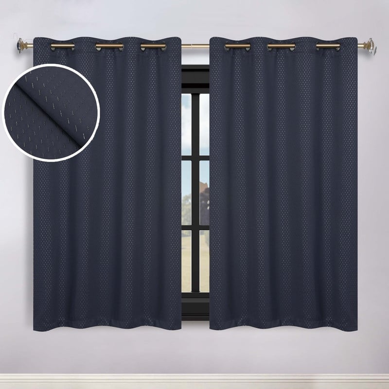 Superior Shimmer Washable Room Darkening Curtains, Set of 2 Panels - 52" x 63" - Deep Gulf