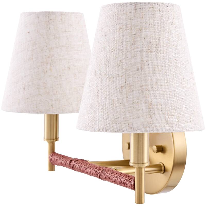 Livabliss Majen Modern Wall Sconce - 7"L x 14"W x 8"H - Brass/Gray