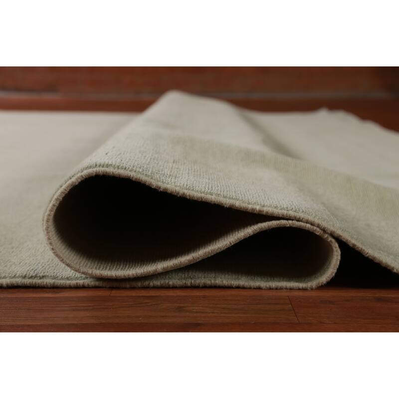 Hand Knotted Oriental 100% Wool Carpet Modern Solid Green Gabbeh Area Rug - 13' 0'' X 10' 3''