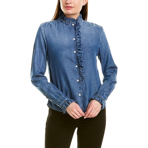 frame ruffle denim shirt