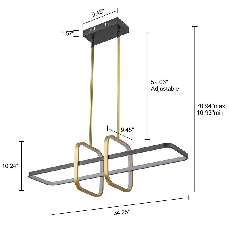 Modern LED Linear Chandelier Kitchen Island Lights for Dining Room - W34.25"