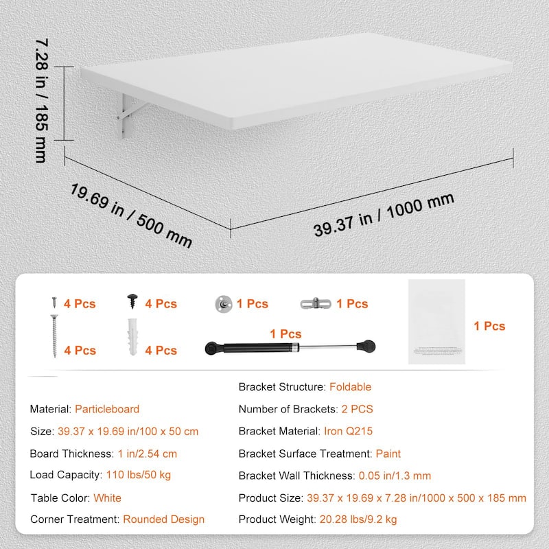 Floating Wall Mount Desk, Foldable Table for Home or Office