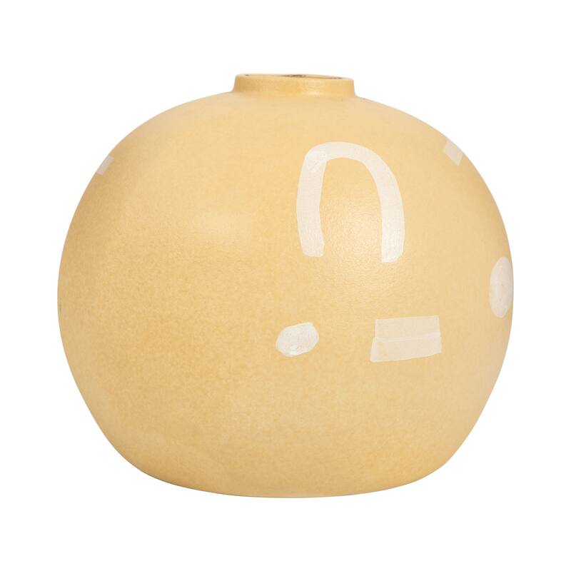 Sagebrook Home Stoneware Mustard Aztec Vase