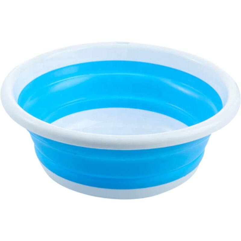 Plastic Round Collapsible Washbasin Dishpan Collapsible Saving Space, 5.5 Quart - Pack of 1 - Blue