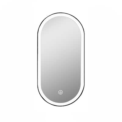 Khristy XL LED 39.5 in. x 23.6 in. Black Metal Framed Oval Fog Free LED Bathroom Mirror - 23.6" w x 39.5" h x 1.1" d