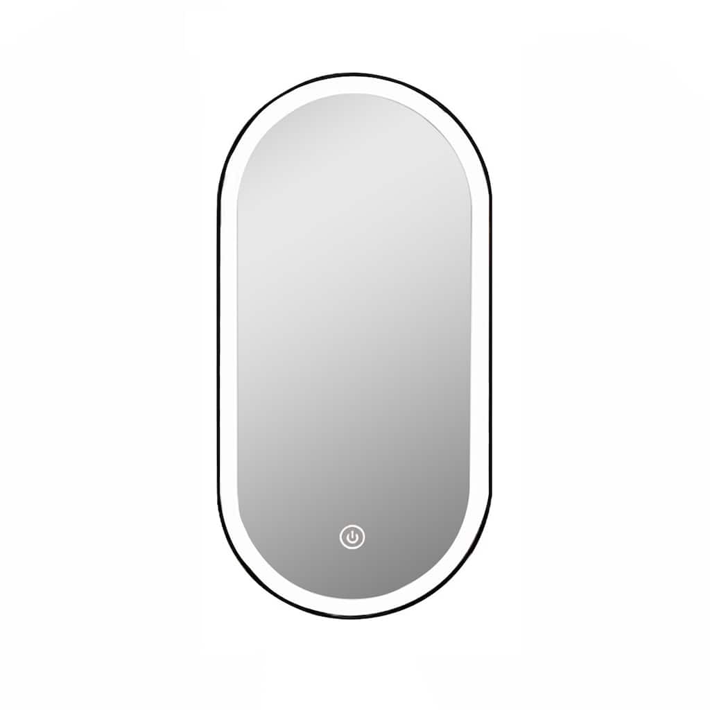 Khristy XL LED 39.5 in. x 23.6 in. Black Metal Framed Oval Fog Free LED Bathroom Mirror - 23.6" w x 39.5" h x 1.1" d