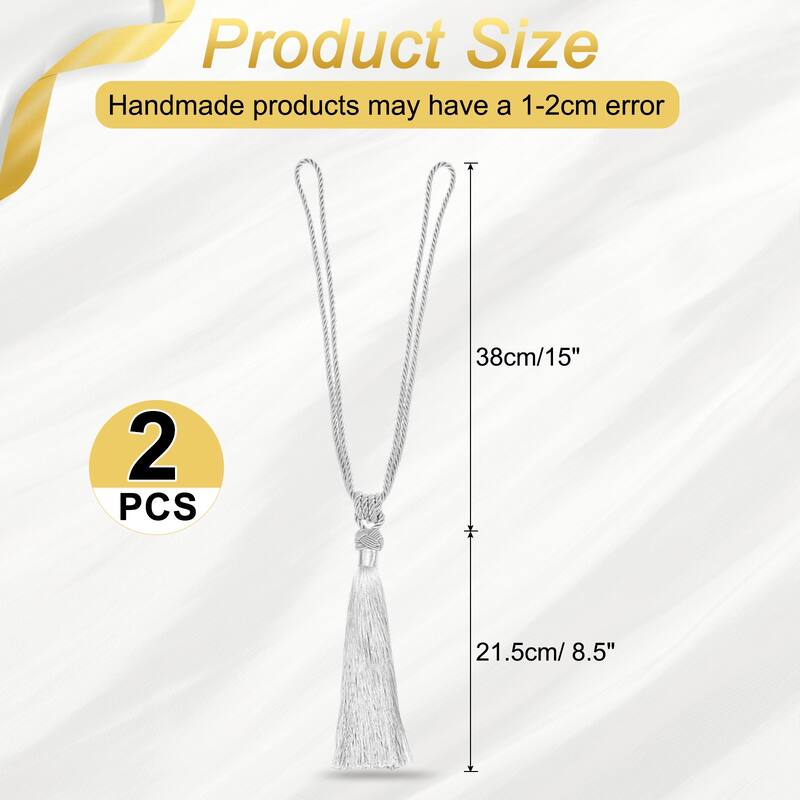 Handmade Elegant Curtain Tiebacks with Tassel - White - 2 Pack