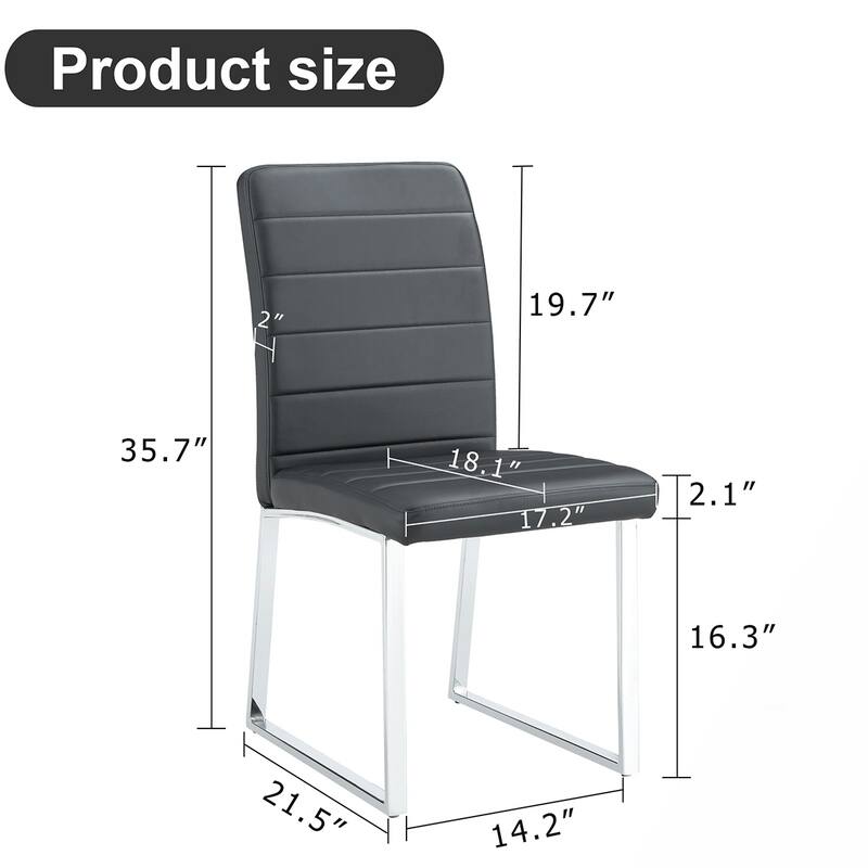 2PCS PU Dining Chairs With Iron Legs