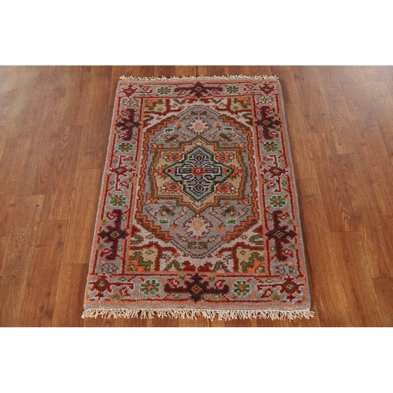 Gray Heriz Serapi Indian Rug Handmade Wool Carpet - 2'0"x 3'0"
