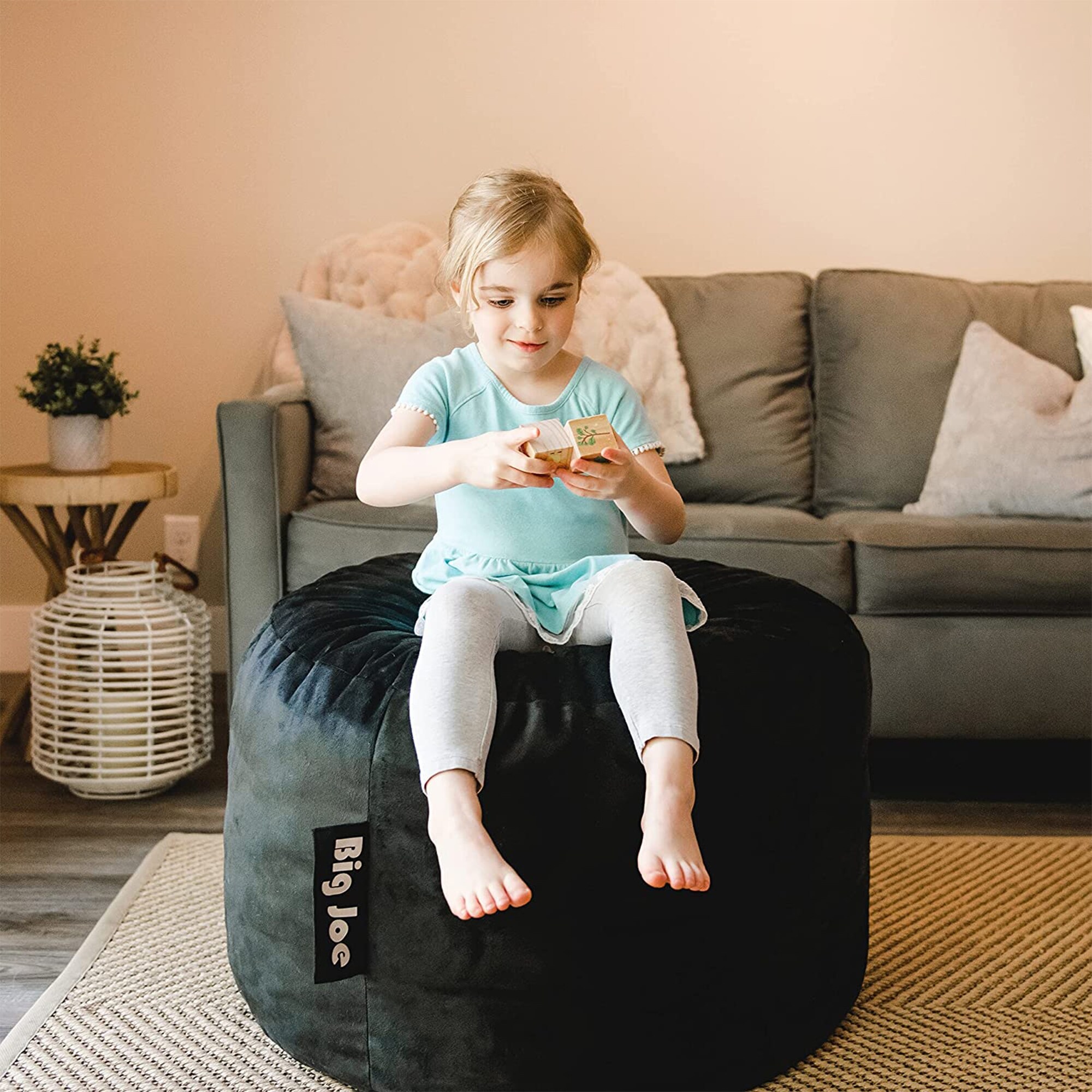 Big Joe Fuf Small Plush Foam Filled Beanbag Chair with Safety