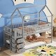 preview thumbnail 13 of 16, Twin/Twin House Bunk Bed with Shelves and Drawers