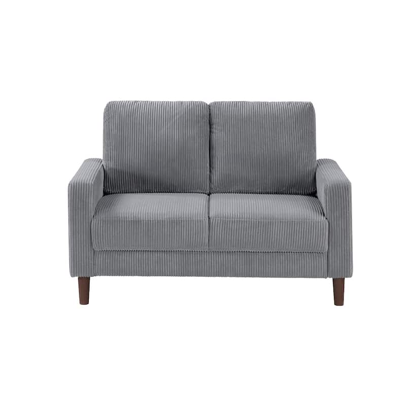Cey Sofa Armchair, Gray Corduroy Upholstery, Modern Style Brown Legs