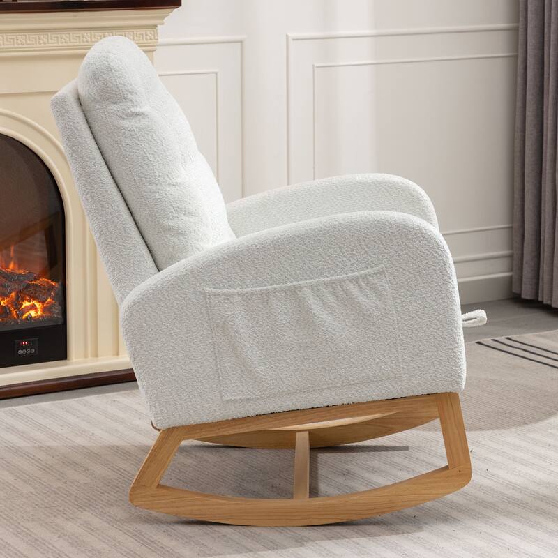 Chichoice Modern Accent Rocking Chair with Footrest, Nursery Glider Rocker with Side Pocket