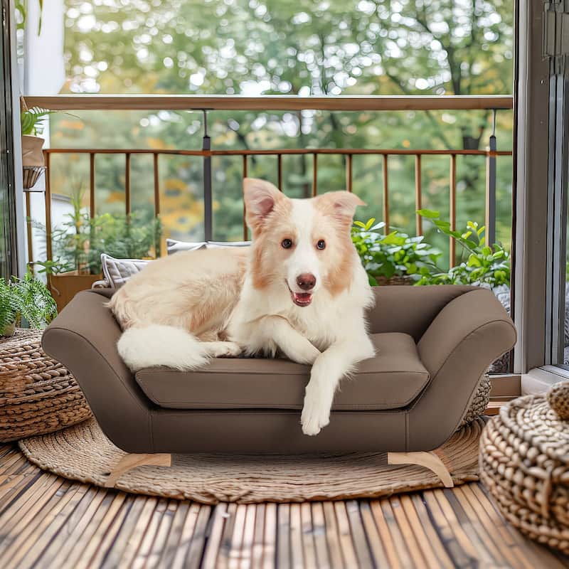 EROMMY Modern Pet Couch for Dogs, Leather Pet Bed for Medium & Small Sized Animals, Suitable for Living Room, Bedroom, Balcony