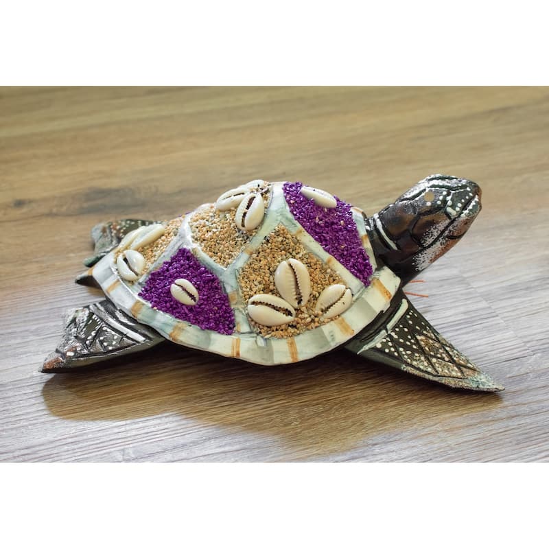 Wooden Tortoise Turtle Home Decor Sculpture Statue Wall Hanging Handmade Seaside Tropical Nautical Ocean Coastal