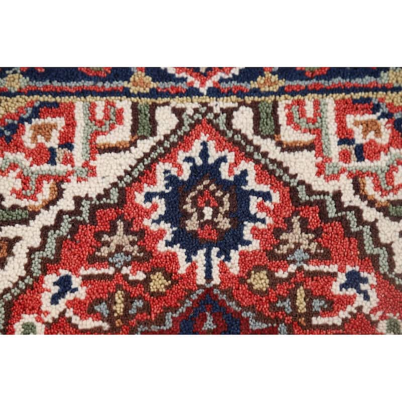 Geometric Heriz Serapi Accent Rug Hand-Knotted Foyer Wool Carpet - 2'0" x 3'0"