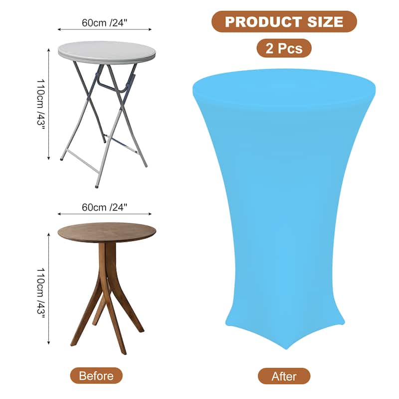 2pcs Cocktail Tablecloth Spandex Stretch Tablecloth Table Cover - Sky Blue - 24" x 43"