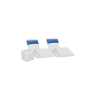 Aqua Outdoors inPool Chaise Set-Two Chaises-Two Pillows-Two Chaise Risers-One Large in Pool Side Table - ledges 9"-14"in Deep