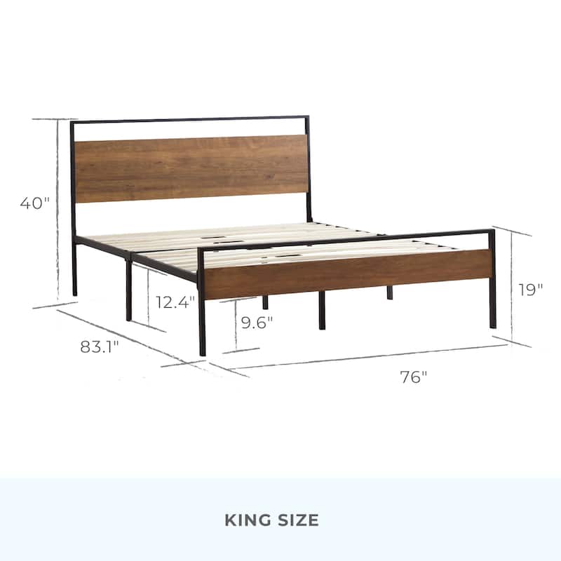 Brookside Nora Metal and Wood Platform Bed