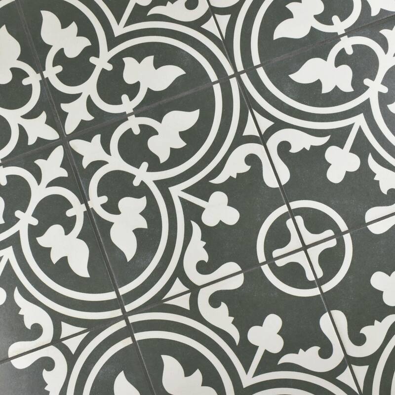 Merola Tile Arte Black 9-3/4" x 9-3/4" Porcelain Floor and Wall Tile