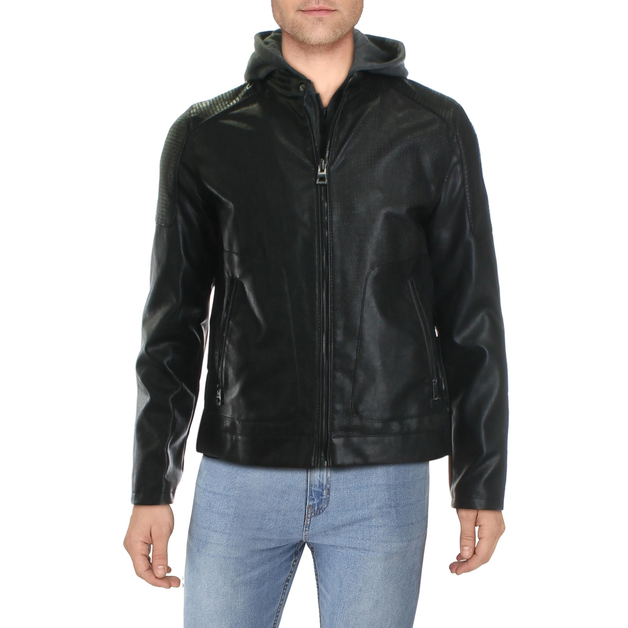 guess jacket leather mens