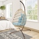 preview thumbnail 10 of 53, Oversized 1-Person Foldable Hanging Egg Chair - Wicker Swing Chair with Stand, Portable for Indoor Outdoor Patio