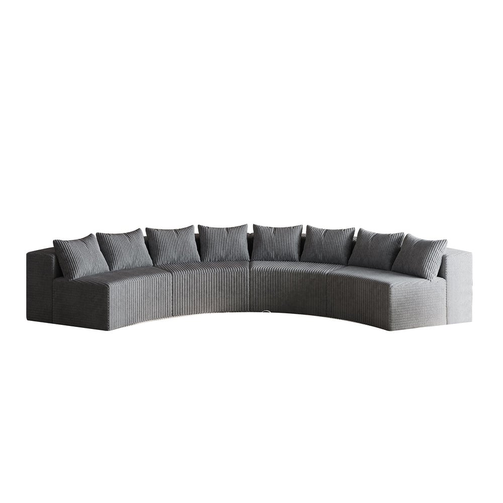 Semi Circular Shaped Sectional Sofa Modular Corduroy Fabric Couch, Free Combination