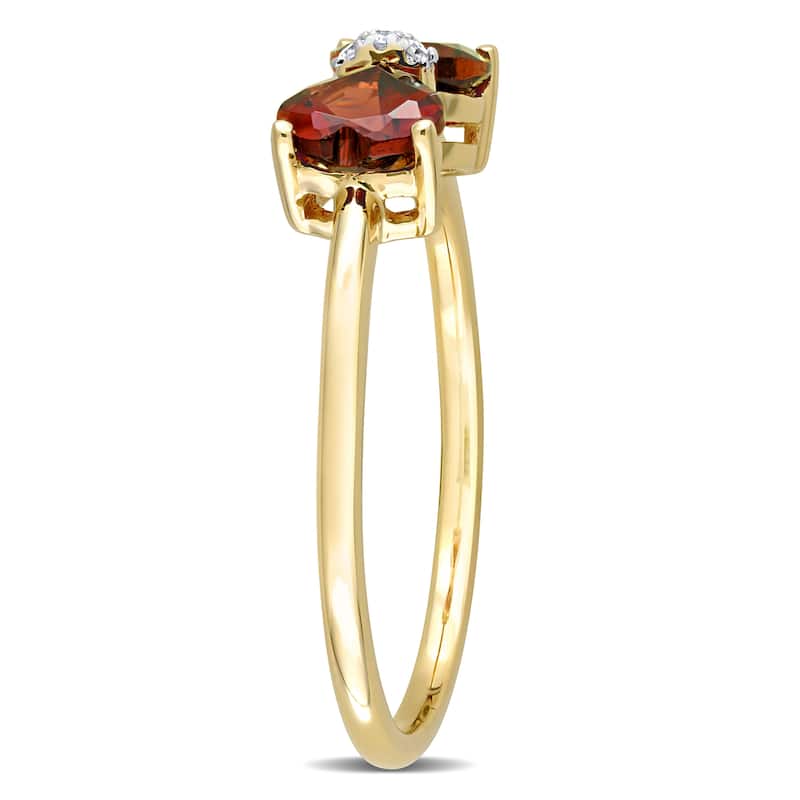 Miadora 1ct TGW Garnet and Diamond Accent Bow Ring in 10k Yellow Gold