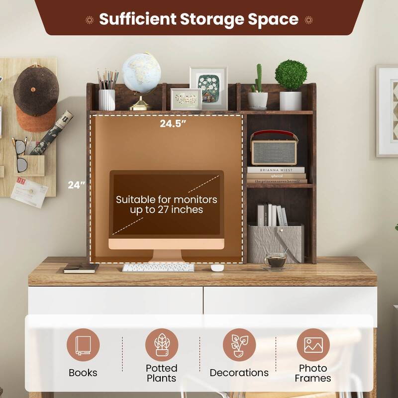 Costway Desk Bookshelf Desktop Storage Organizer Display Shelf Rack