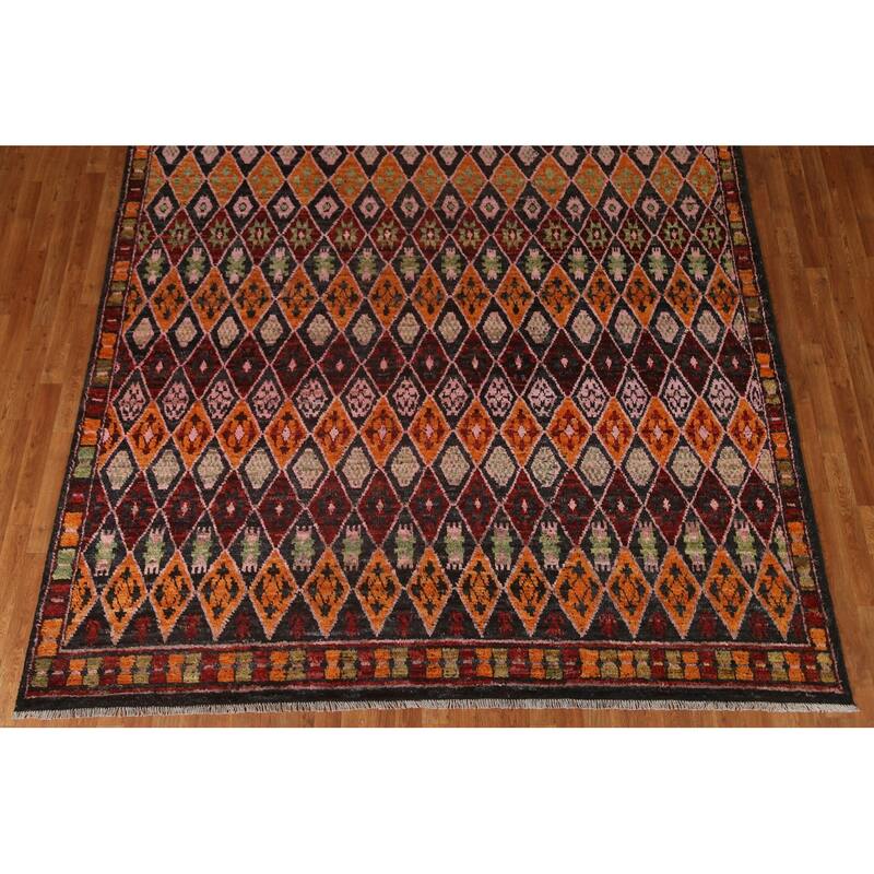 Trellis Moroccan Tribal Wool Area Rug Hand-knotted Living Room Carpet - 8'6" x 10'0"