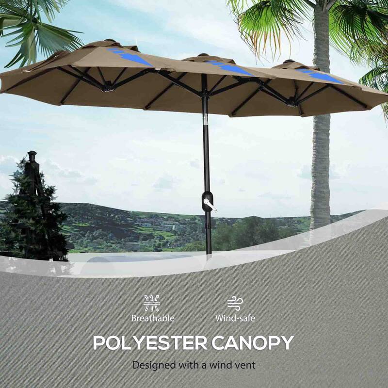 2-Sided Patio Umbrella Large Outdoor Umbrella with Push-Button Tilt Crank 3 Vents and 12 Ribs for Garden Deck Pool