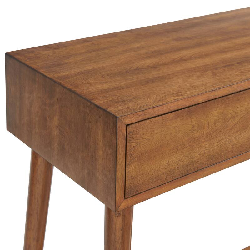 Mid-Century Modern 2-Drawer 60" Cinnamon Sofa Console Table