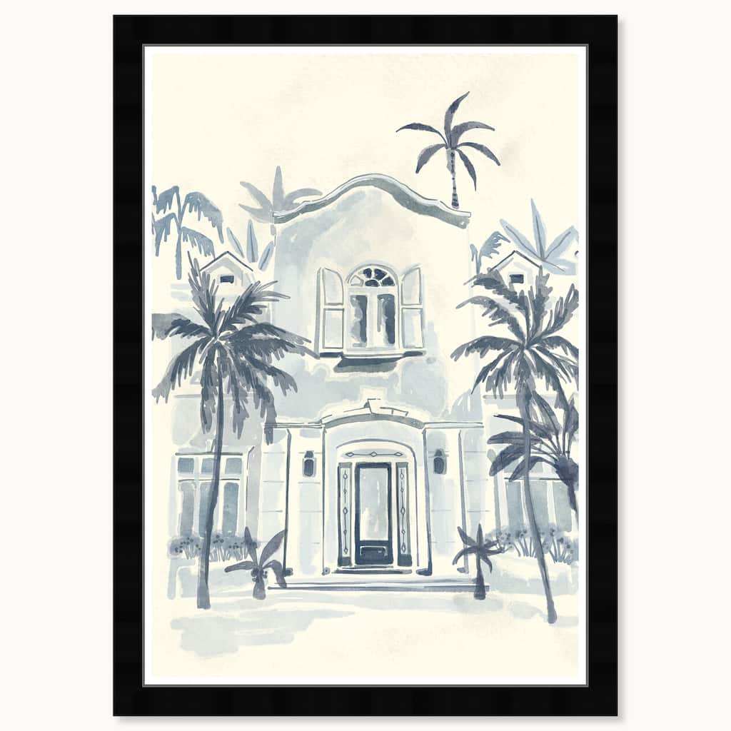 Wynwood Studio Watercolor Palm Front Framed Beachfront Coastal Prints
