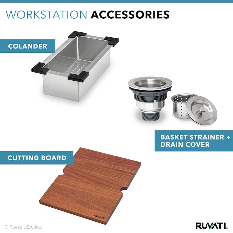 Ruvati 15 x 20 inch Workstation Drop-in Topmount Bar Prep RV Sink 16 Gauge Stainless Steel - RVH8210 - 15" x 20"