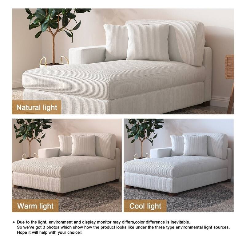 Upholstered Corduroy Chaise Lounge Chair With Pillow, Chaise Lounges For Interior