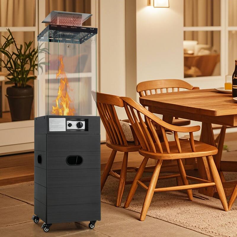 Outdoor Propane Patio Heater 40000 BTU with Wheels and Protective Cover - 17" x 17" x 68"