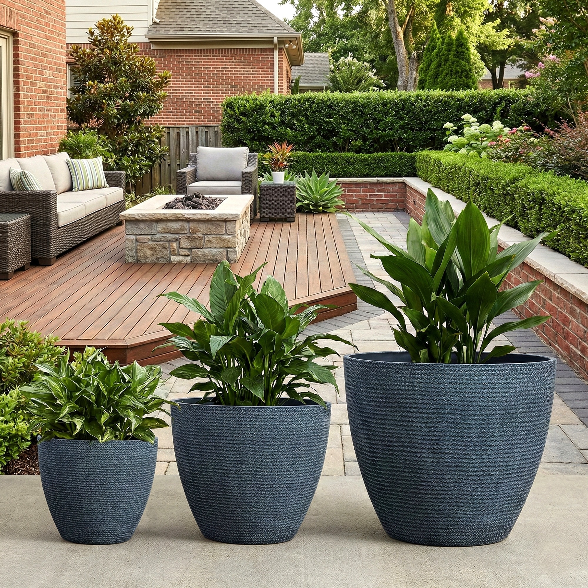 Modern Decorative Garden Pots for Indoor & Outdoor Use (Set of 3) - 20"x17"