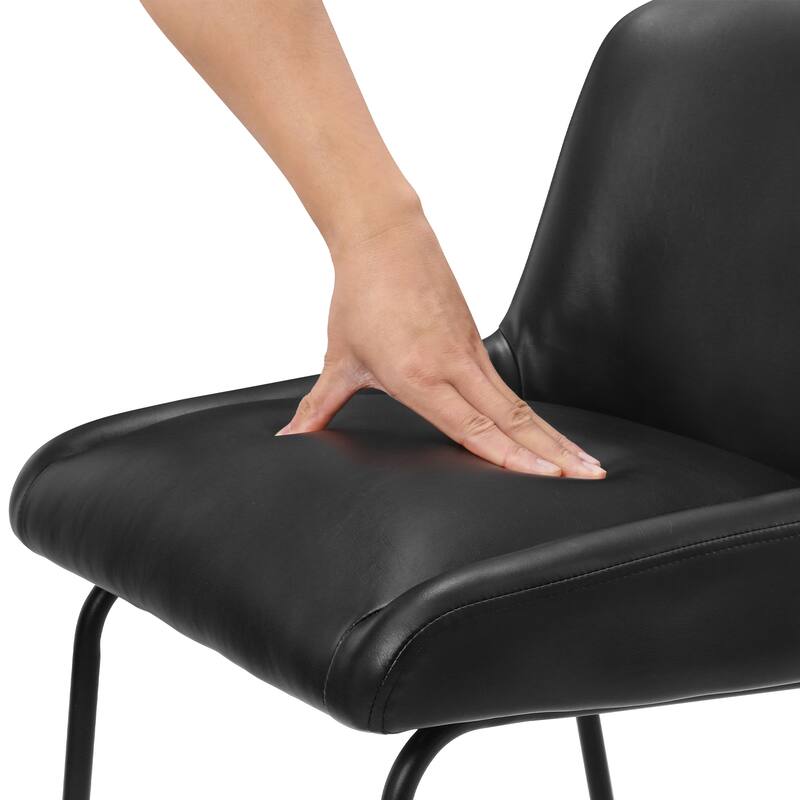 Counter Height Bar Stools with Metal Frame Upholstered Kitchen Island Stool in Faux Leather or Fabric