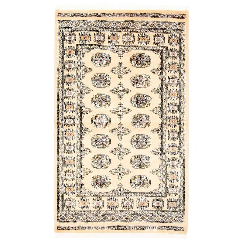 ECARPETGALLERY Hand-knotted Peshawar Bokhara Beige Wool Rug - 3'1 x 5'1 - 3'1 x 5'1 - Beige