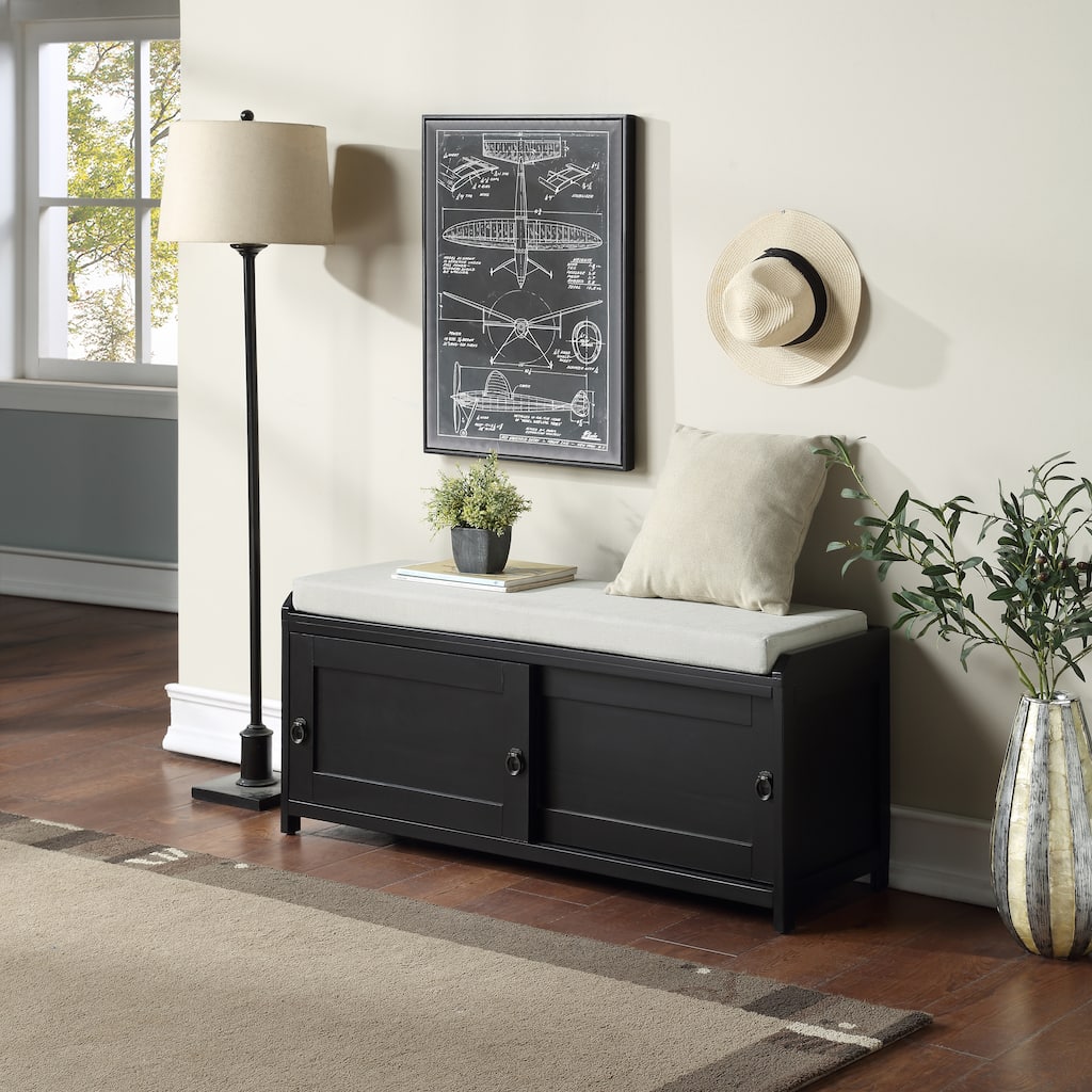19.3 in.H X 46.85 in.W X 15.35 in.D Wood Storage Bench with Cabinets