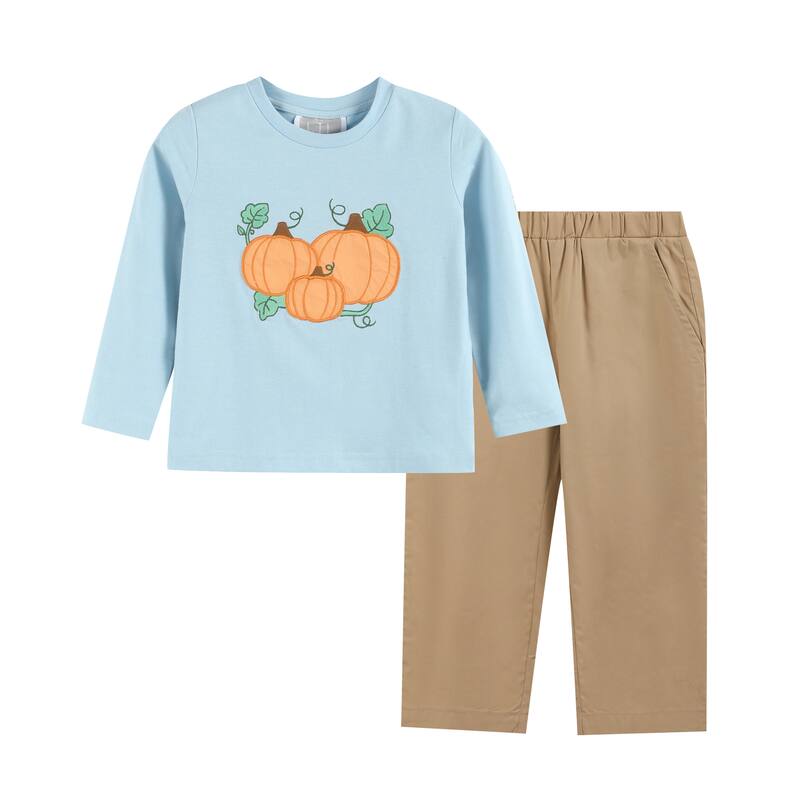 Blue Pumpkin Shirt and Brown Pants Set - 4T