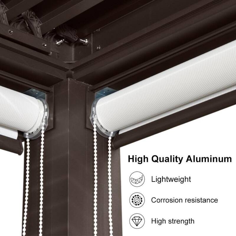 PURPLE LEAF Bronze Louvered Pergola Accessories Roller Blinds, Strip Light and Shutter Wall(Pergola Not Included)