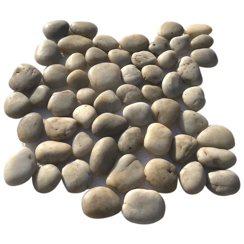Khaki Natural Stone Pebble Mosaic Tile